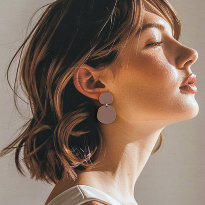 CLIP ON Boulder Statement Dangles - Burgundy - Mingled
