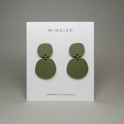Boulder Statement Dangles - Matte Olive Green - Mingled