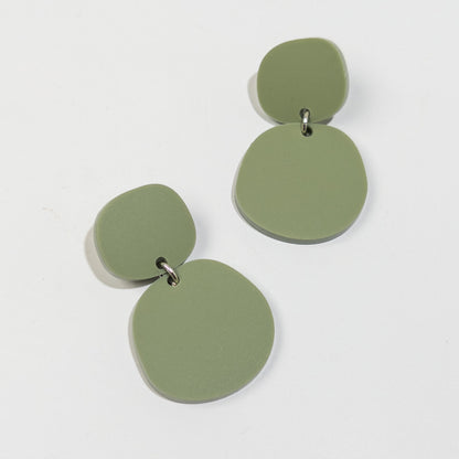 CLIP ON Boulder Statement Dangles - Olive - Mingled