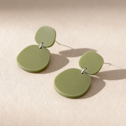 Boulder Statement Dangles - Matte Olive Green