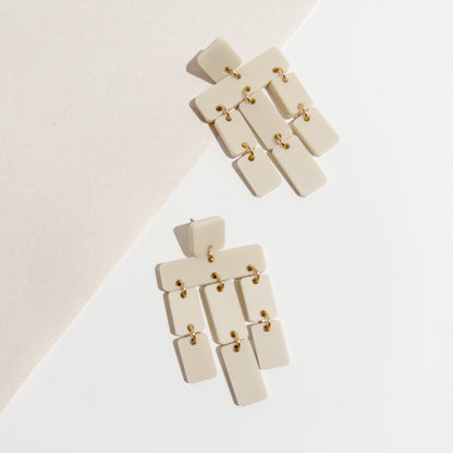 Chandelier Earrings - Ivory Beige - Mingled