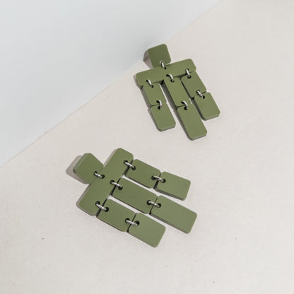 Chandelier Earrings - Olive Green - Mingled