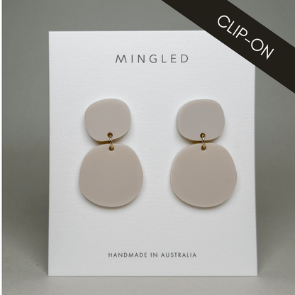 CLIP ON Boulder Statement Dangles - Ivory Beige - Mingled