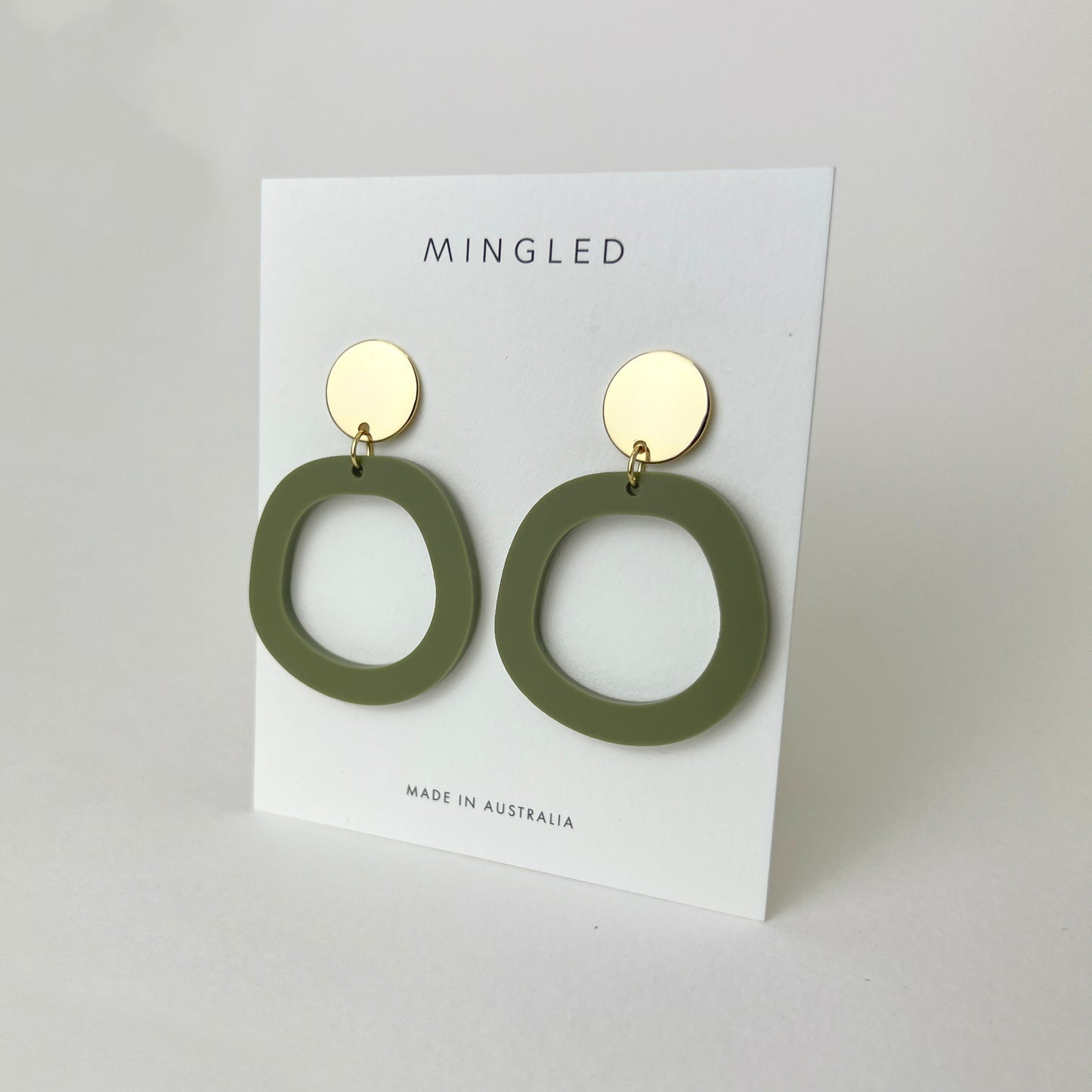 Charlie Dangle Earrings - Olive Green and Gold