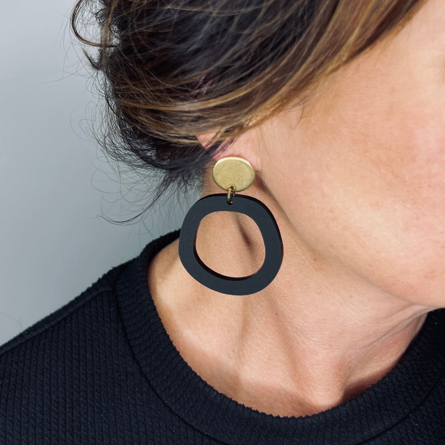 CHARLIE Dangle Earrings - Matte Black and Gold