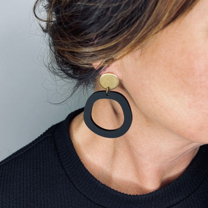 CHARLIE Dangle Earrings - Matte Black and Gold - Mingled