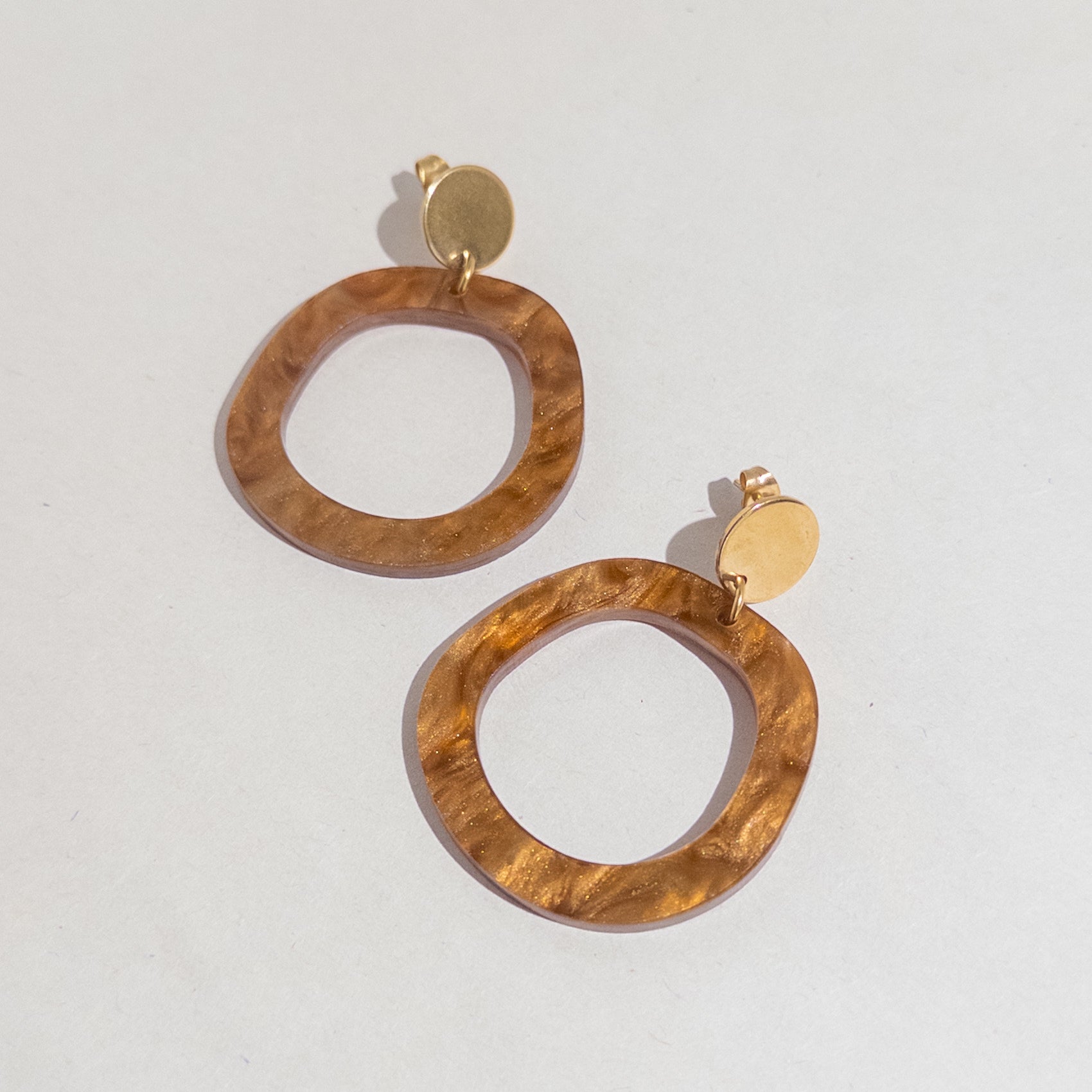 Brown and Gold Dangle Earrings