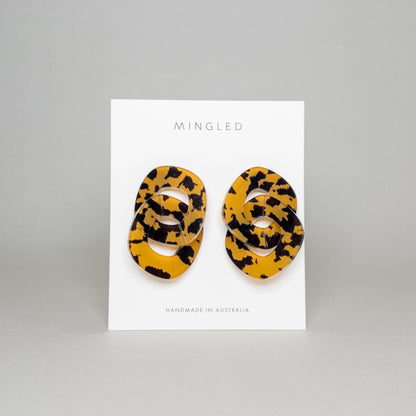 Chunky Link Tortoise Shell Earrings - Mingled