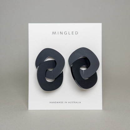 Chunky Link Statement Earrings - Matte Black - Mingled