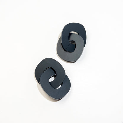 Chunky Link Statement Earrings - Matte Black - Mingled