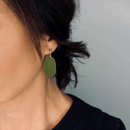 Clio Earrings - Matte Olive Green - Mingled