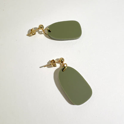 Clio Earrings - Matte Olive Green - Mingled