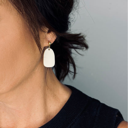 Clio Earrings - Matte Ivory Beige - Mingled