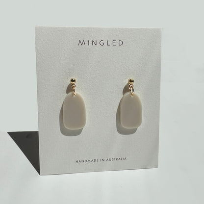 Clio Earrings - Matte Ivory Beige - Mingled