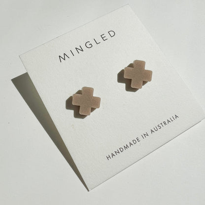 Cross Stud - Matte Taupe - Mingled