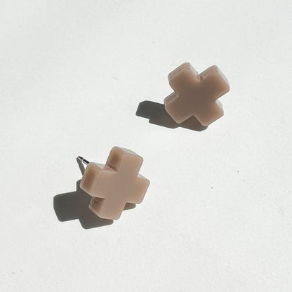 Cross Stud - Matte Taupe - Mingled