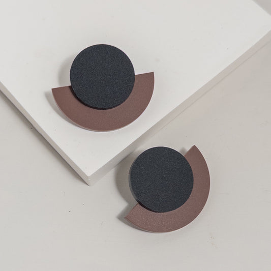 Deco Statement Studs - Burgundy