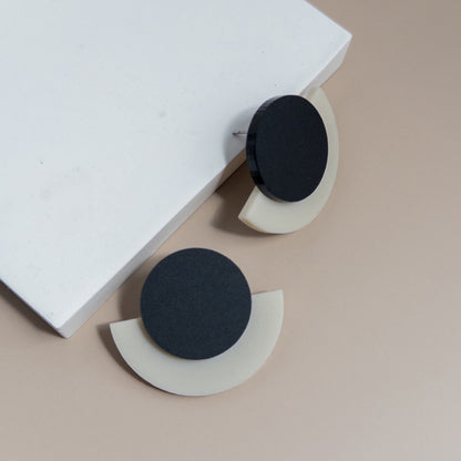Deco Statement Studs - Ivory - Mingled