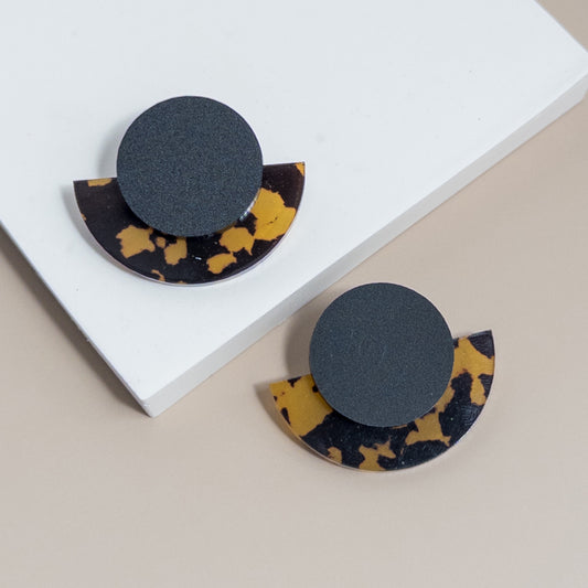 Deco Statement Studs - Tortoise Shell