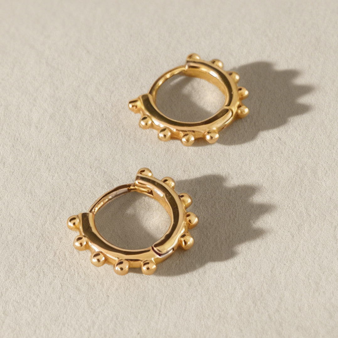 Dotty Gold Huggie Hoop Earrings