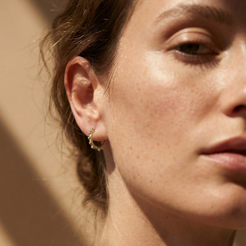 Dotty Gold Huggie Hoop Earrings