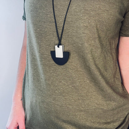 Echo Pendant Necklace - Matte Black and Ivory - Mingled