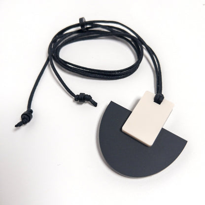Echo Pendant Necklace - Matte Black and Ivory - Mingled