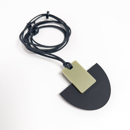 Echo Pendant Necklace - Matte Black and Olive - Mingled