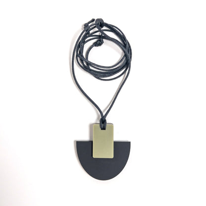 Echo Pendant Necklace - Matte Black and Olive - Mingled