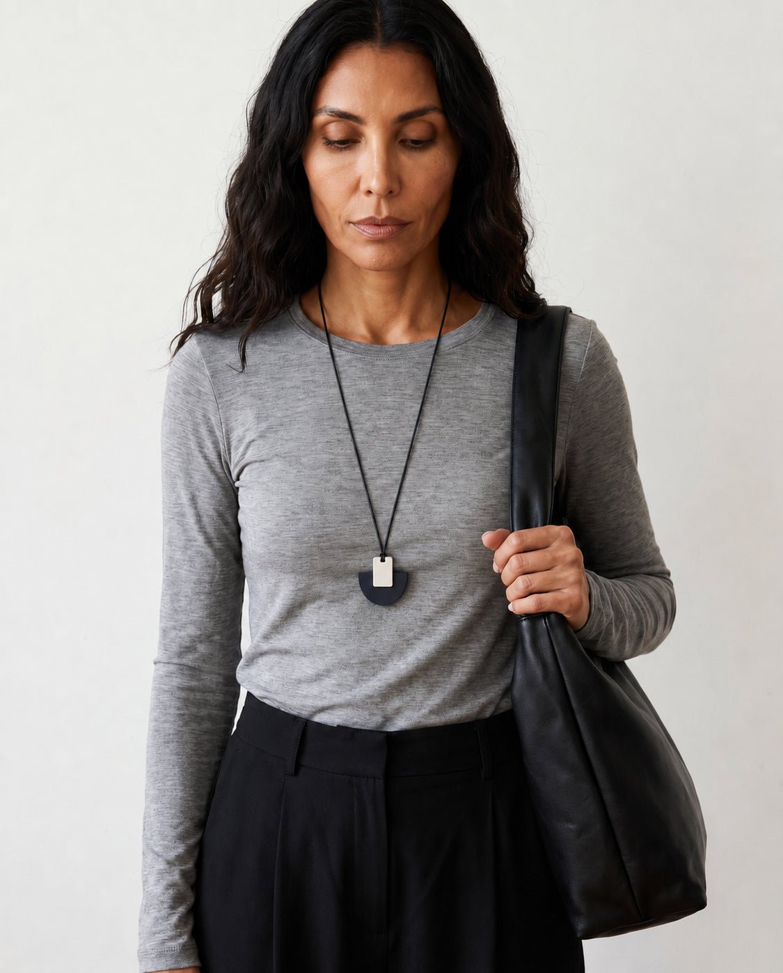 Echo Pendant Necklace - Matte Black and Ivory - Mingled