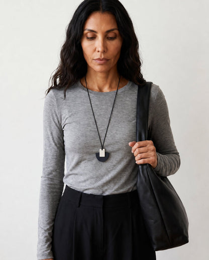 Echo Pendant Necklace - Matte Black and Ivory - Mingled