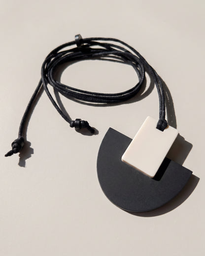 Echo Pendant Necklace - Matte Black and Ivory - Mingled