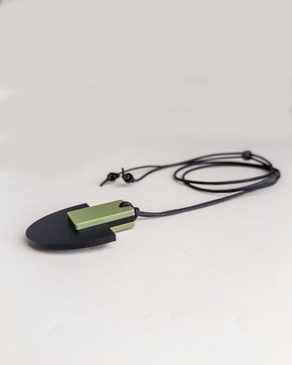 Echo Pendant Necklace - Matte Black and Olive - Mingled