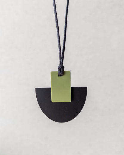 Echo Pendant Necklace - Matte Black and Olive - Mingled