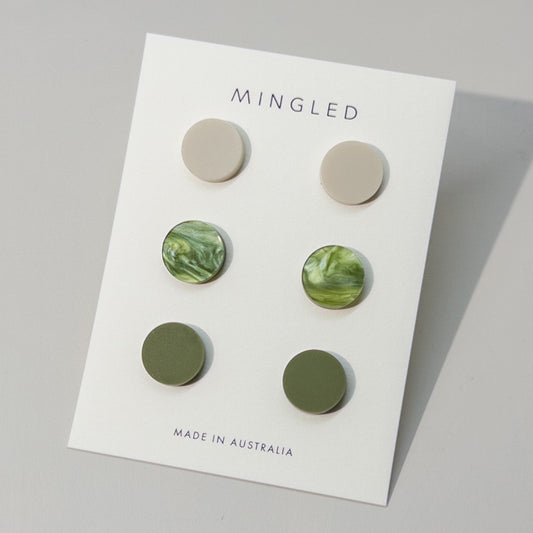 Set of 3 Studs - 15mm Round - Grove