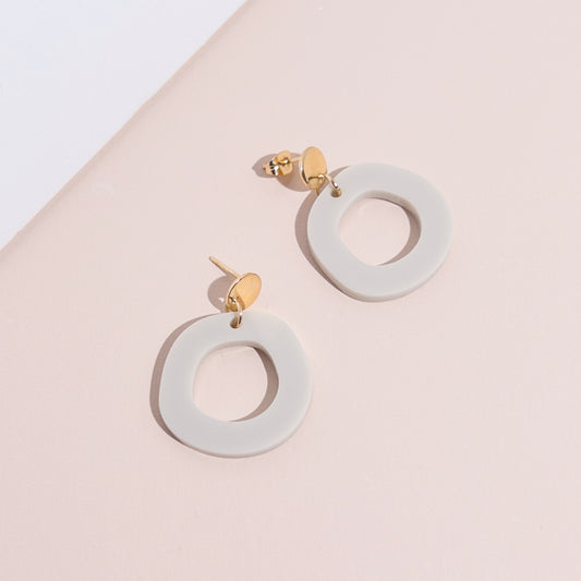 Frankie Minimalist Dangle Earrings - Ivory Beige