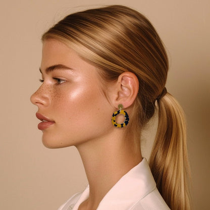 Frankie Minimalist Dangle Earrings - Tortoise Shell - Mingled
