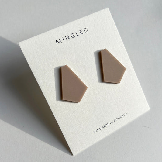 GEO Fan Stud Earrings - Taupe