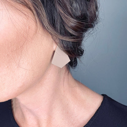 GEO Fan Stud Earrings - Matte Taupe - Mingled