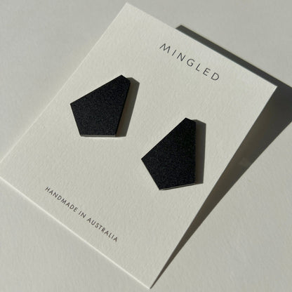 GEO Fan Stud Earrings - Black - Mingled