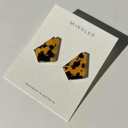 GEO Fan Stud Earrings - Honey Tortoise - Mingled