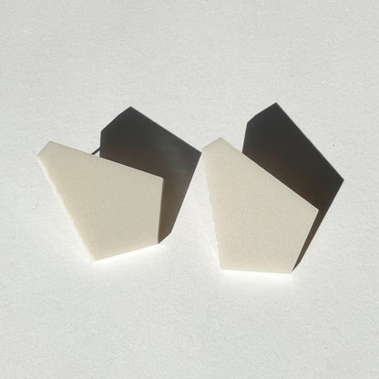 GEO Fan Stud Earrings - Ivory Beige - Mingled