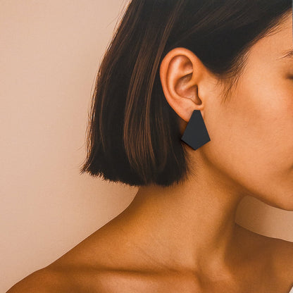 GEO Fan Stud Earrings - Black - Mingled