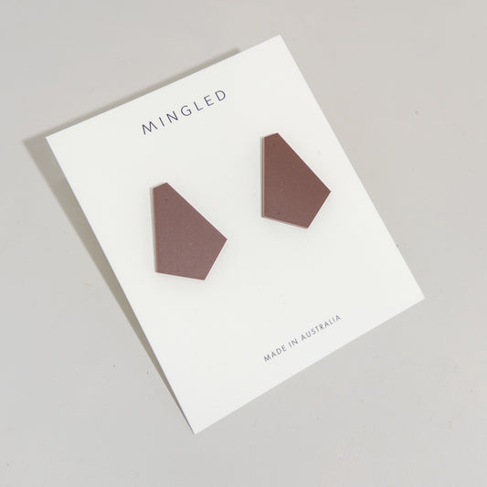 GEO Fan Stud Earrings - Burgundy