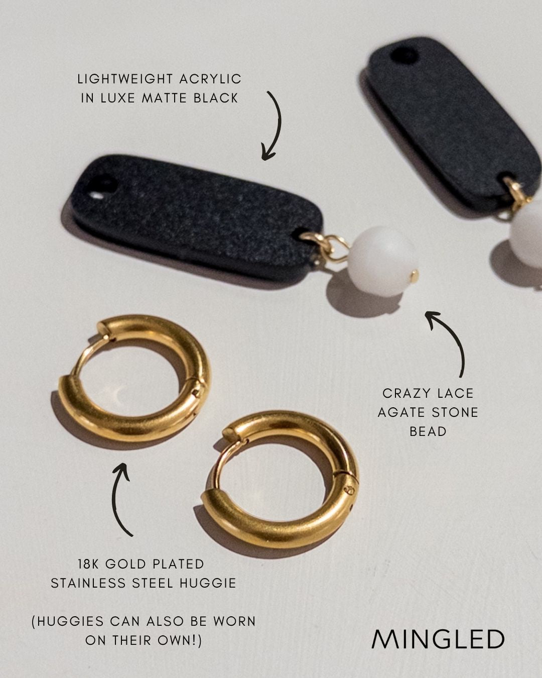 Harlow Huggie Dangle Earrings - Mingled