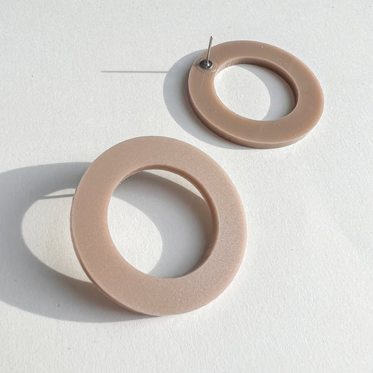 HOOP Stud Earrings - Taupe