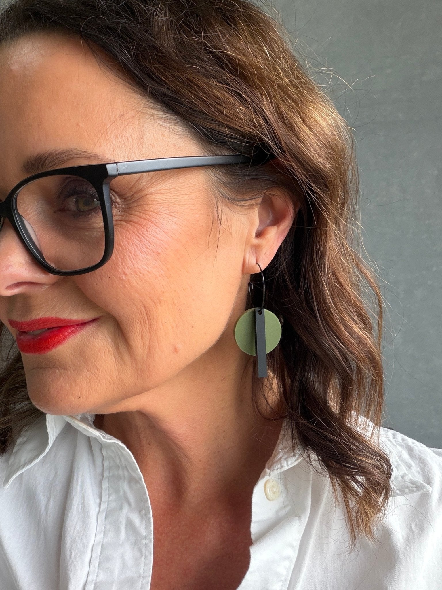 Black Bar Hoop - Matte Olive Green and Matte Black - Mingled