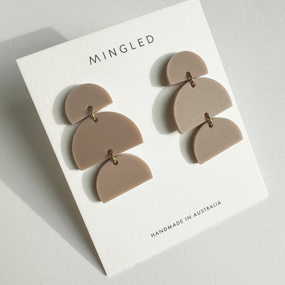 Izzy Taupe Statement Earrings - Mingled