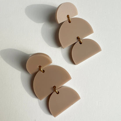 Izzy Taupe Statement Earrings - Mingled