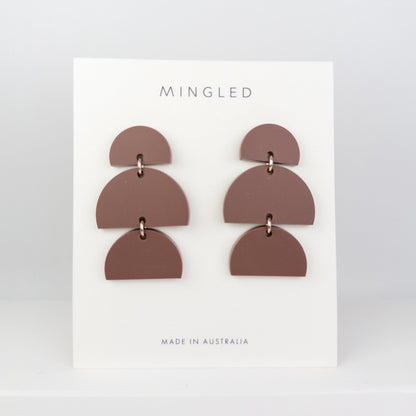 Izzy Statement Earrings - Matte Nutmeg Brown - Mingled